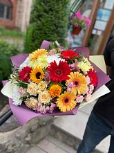 Букет цветов из:  Герберы, Ромашки, Хризантемы, Розы и Подсолнухи #REPLACE_PRED# Черное