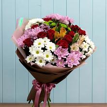 Букет цветов из:  Розы, Хризантемы и Альстромерии #REPLACE_PRED# Черное