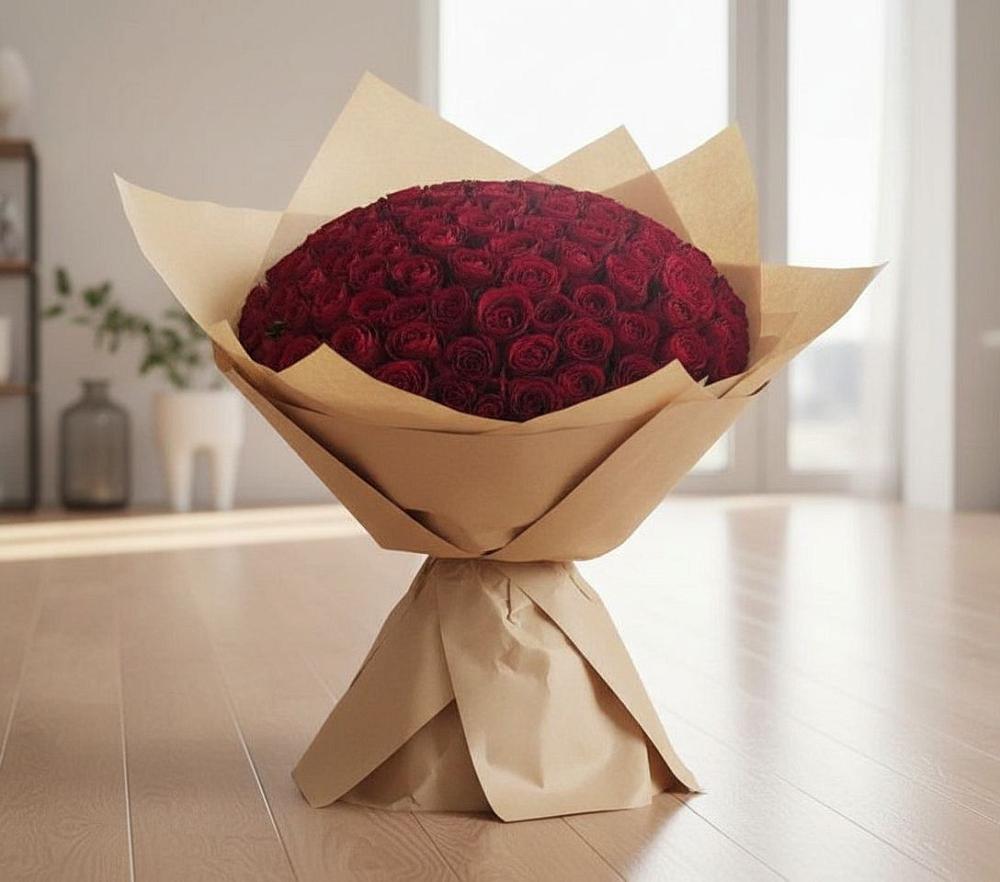 Букет 101 Красная роза в Черное