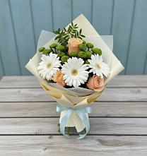 Букет цветов из:  Герберы, Розы и Хризантемы #REPLACE_PRED# Черное