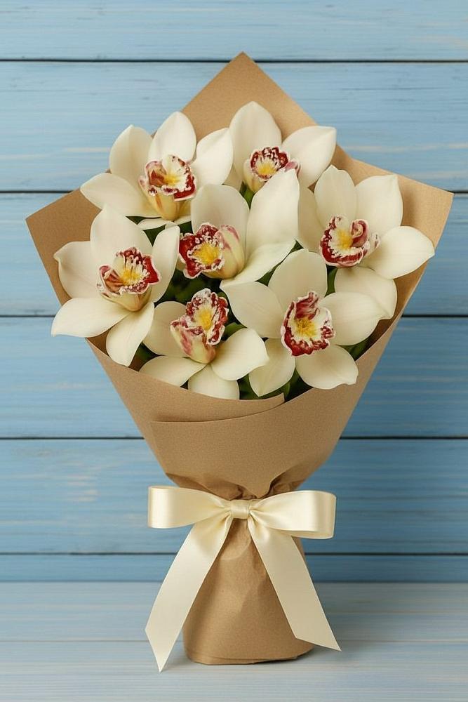 Букет цветов из: Орхидеи и Розы в Черное